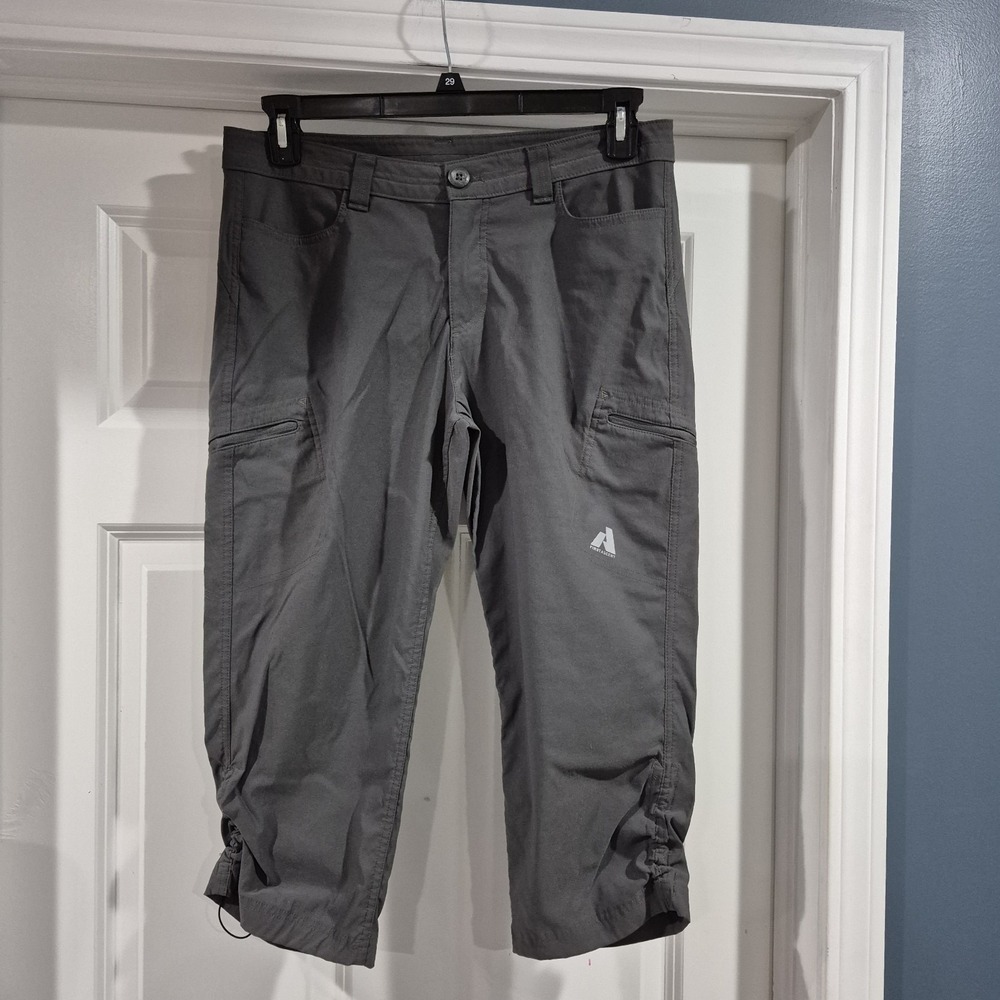 Eddie Bauer First‎ Ascent Pants Womens 10 Gray Cargo Guide Pro Hiking Capri Crop